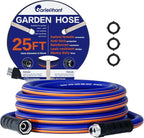 garden hose 25 ft x 5/8", Hybrid Rubber 25ft water hose, Durable, Anti-UV, Sturdy, No-Leakage, Lightweight, Flexible, Heavy Duty garden hoses with Swivel Handle