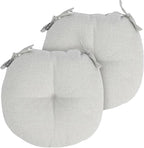 Bistro Chair Cushions 15 inch,Set of 2,Tufted Round Chair Cushions with Ties,15"x15"x4",Water Resistant Round Seat Cushion for Barstool Chairs,Patio Garden Kitchen Outdoor Furniture(Cloud Gray)