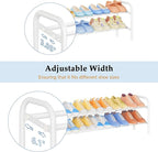 Shoe Rack 2 Tier,41.53'' Adjustable Metal Shoe Organizer for Closet, Bedroom, Entryway,Holds Up to 12 Pairs Shoes,Expandable,White