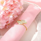 Hotop 200 Pcs Napkin Rings Gold Table Decorations, Elegant Bling Leaves Napkin Rings, Rhinestone Guest Towels Buckle for Wedding Gold Party, Thanksgiving Christmas Dinner Banquet Table Decoration