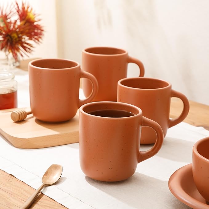 Bloomhouse Corsica Clay 4 Piece Mug Set - Burnt Apricot Terracotta