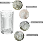 INSETLAN Set of 12 Vintage Glassware - 14 oz Water Drinking Glasses, Art Deco Ripple Glass Cup, Cocktail Glasses, for Bar Beverages, Iced Coffee, Juice, Housewarming Presents, New House Essentials
