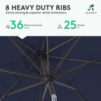 JEAREY 10FT Outdoor Patio Umbrella Outdoor Table Umbrella with Push Button Tilt and Crank, Market Umbrella 8 Sturdy Ribs UV Protection Waterproof for Pool, Garden (Navy)