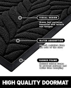 Yimobra Front Door Mat Outdoor Indoor, 29.5x17 All-Season Waterproof Welcome Matt, All-Weather Outside Entrance Mat, Non-Slip Patio Porch Doormat, Low Profile, Fade Resistant, Black