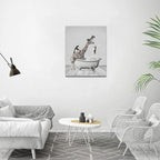 Funny Wall Art Giraffe and Penguin Bathroom Pictures for Kids - Animals in Bathtub Canvas Prints Artwork - Home Decorations for Bathroom, Bedroom, Toilet - Framed