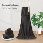 4 Piece Oversized Bath Towels Set 35x70 Inches, Black Brown Extra Large Soft Bath Sheet Chair Towels 600 GSM Highly Absorbent Quick Dry Towels Set for Bathroom Hotel Spa…