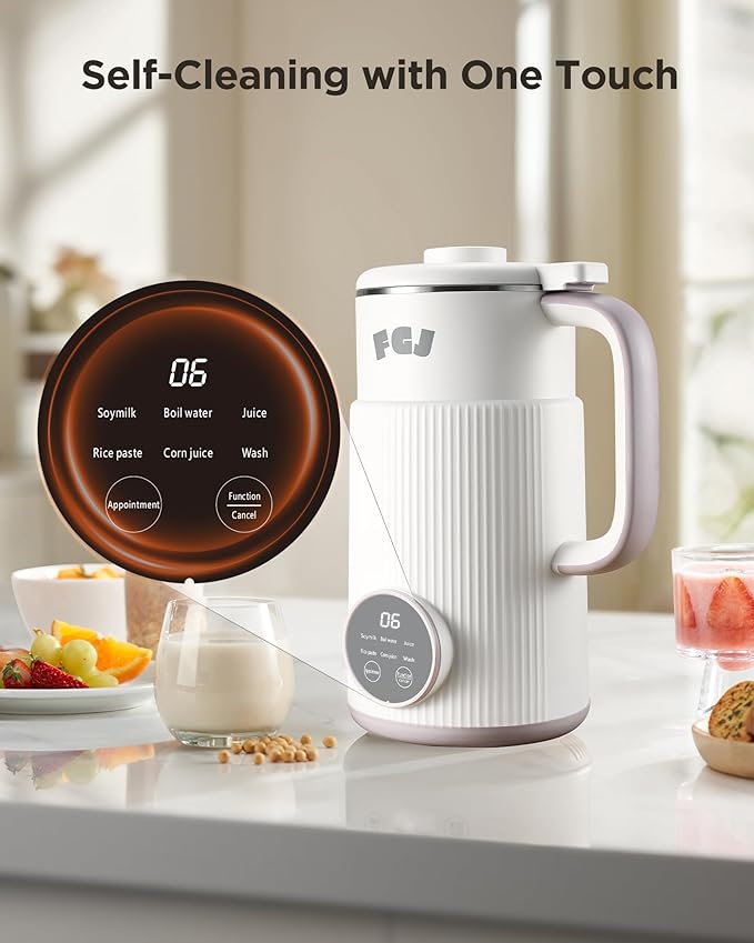 Nut Milk Maker Machine 28OZ, 6 in 1 Soy Milk Maker Blender, Stainless Steel Blenders for Oat, Almond, Plant Based Milk, Automatic Soybean Machine With Delay Start/Keep Warm/Boil Water/Self-Cleaning