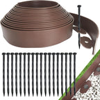 Landscape Edging Border, Plastic Edging for Landscaping, Garden Edging Border,Lawn Edging,Garden Borders,Flower Bed Edging no dig,Rubberific Landscape Edging, (Plastic Stakes, Brown-66Feet)