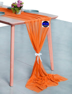 MDS 15 Pack 10ft Chiffon Table Runner 29 x 120 Inches Sheer Wedding Runner Romantic Rustic Table Runner for Wedding Decorations, Birthday Parties, Bridal Shower Party Arch Decor - Orange