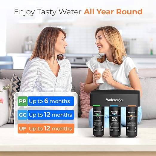 Waterdrop WD-TSA-UF 0.01 μm Ultra Filtration Under Sink Water Filter, Under Sink Water Filtration System 9 Stage Filtration, Reduces Chlorine, Taste and Odor, Fluoride, Advanced USA Tech
