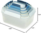Joseph Joseph Nest Lock Plastic BPA Free Food Storage Container Set with Lockable Airtight Leakproof Lids, 10-Piece, Sky
