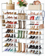 Mavivegue 10 Tiers Shoe Rack, Large Storage Space, 55-60 Pairs, White, Polypropylene