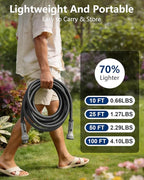 Garden Hose, Flexible Ultra Lightweight Durable, Kink-Free Water Hose with 10 Function Sprayer - Non-Shrinking, Easy to Store, All-Weather, High-Pressure, Black (25 FT)