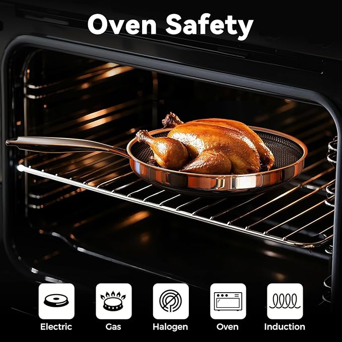 Non Stick Frying Pans,Hybrid Nonstick 10 Inch Frying Pan,Stay-Cool Handle,PFAS PFOA PTFE Free,Dishwasher-Friendly,Nonstick Frying Pan,Oven-Safe,Works on,Ceramic and Gas Cooktops