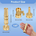 High Pressure Hose Nozzle, Heavy-Duty Brass Adjustable Twist Hose Nozzle with On-Off Valve, Water Hose Sprayer Nozzle with 3/4" GHT Connector for Garden(3 Pack）