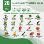20 Vegetable Seeds Variety Pack - 12,465+ Non-GMO Heirloom Seeds for Planting Vegetables and Fruits in Individual Seed Packets, Home Garden Seed for Hydroponic, Indoor and Outdoors Gardening