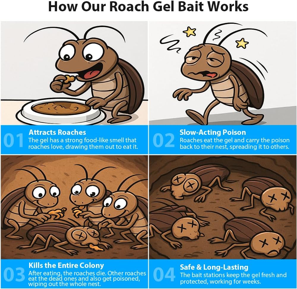 36 Pack Roach Killer Indoor Infestation Roaches Gel Bait Stations, Powerful Cockroach Killer Indoor Home for Roach Infestation, Long-Lasting & Effective Cockroach Gel Bait, Easy to Use & No Mess