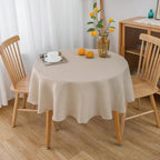 NLMUVW Round Linen Tablecloth 48 Inch - Textured Table Cloth Water Resistant Farmhouse Burlap Rustic Table Cover for Kitchen Dining Café,Champagne