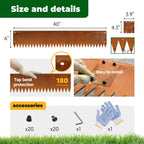 Cor Ten Steel Metal Landscape Edging 40 inch with Top Bending Protection Pre-Rusted Cor Ten Steel Garden Edging 6 Inch Depth 180 Degree Bend 6 Pack for Lawn Yard (6 inch-180 Degree Bend, Rusted)