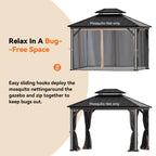 Covered Outdoor Gazebo Mosquito Netting Replacement Universal 4-Panel Sidewalls 11' x 13', Outdoor Gazebo Mosquito Nettings with Double Zipper, Replacement for Patio Canopy, Garden (Mosquito Net Only)