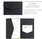 20 PCS Black Tri-fold Laser Cut Wedding Invitation Pockets for 5x7 Wedding Cards Bridal Shower Engagement Quinceanera Invitation