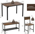 Tangkula Dining Table Set for 4, Kitchen Table and 2 Chairs for 4 with Bench, 4 Piece Dining Table Set for Small Space, Apartment