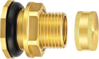 Wantmatch Brass Bulkhead Fitting with Plug Double-Threaded 1/2 NPT to 3/4 GHT Tank Adapter for Water Tanks, Rain Barrels, Garden Hoses Corrosion Resistant, Easy to Install