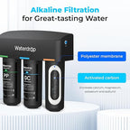 Waterdrop TSB-ALK 8 Layer Slightly Alkaline Under Sink Water Filter System, Reduces PFAS, PFOA/PFOS, Fluoride, Chlorine, Bad Taste & Odor, with Dedicated Faucet, Under Sink Water Filtration System
