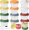 12pcs 2 oz Salad Dressing Container, Reusable Condiment Containers Sauce Cups with Leak-proof Lids, Small Plastic Food Storage Dip Containers for Lunches, Freezer, Microwave & Dishwasher Safe