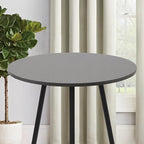 NOBPEINT Round Modern Wooden Side Table, 28 Inches End Table with 3 Metal Legs (Grey)