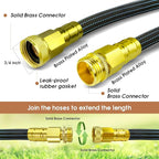 10FT Lightweight Flexible Hose,Solid Brass Head Garden Hose for Boat,RV, Marine Washdown, Lawn,Garden,Camp,outdoor,Superior high pressure TPE water Hose (BlueBlack, 10 FT)