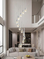 H120'' Long Crystal Raindrop Chandelier 12 Lights Foyer Pendant Lighting Entrwey High Ceiling Chandeliers LED Dimmable Lighting…