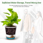 Indoor Self Watering Planters with Drainage Holes and Saucers, 8, 7, 6.5, 6, 5.5, 5 Inches, White, 6 Pots