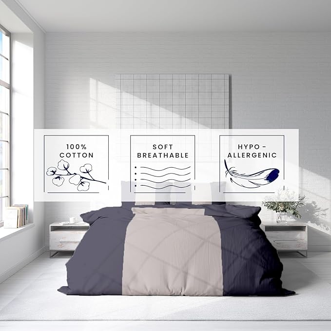 Kotton Culture 1 Pc King Size Duvet Cover Only -100% Egyptian Cotton Sateen 600 Thread Count Ultra Soft Premium Durable Comforter Cover Zipper Closure & Corner Ties (Dashing Grey, King 102"x94")