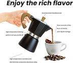 Moka Pot Espresso Coffee Maker and Manual Coffee Bean Grinder, 300ml-6 Cups Espresso Maker, Easy To Use And Clean, Camping Home Use,Suitable For Mocca Puccino Coffee (Black)
