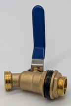 Brass Rain Barrel Spigot Valve, 3/4" NPT to 3/4" GHT Thread, Blue Handle Ball Valve for Garden Hose Connection