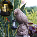 Outdoor Figurine Lights-Solar-Powered Parrot Garden Light - Waterproof Resin Statue, Auto-Charging led lamp for Outdoor Decor - Unique Birthday, Christmas Present (Bronze-Colored)