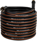 Heavy Duty Garden Hose 100 FT x 5/8"- Non-Expandable Hybrid Rubber Water Hose, Flexible & Leakproof All-Weather Yard Hose with Solid Fittings, Black/Orange
