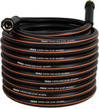 Heavy Duty Garden Hose 100 FT x 5/8"- Non-Expandable Hybrid Rubber Water Hose, Flexible & Leakproof All-Weather Yard Hose with Solid Fittings, Black/Orange