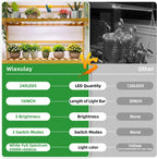 Wiaxulay LED Grow Light Strips, 6000K Full Spectrum Sunlike Growing Lamp with 6/12/16H Timer, 5 Dimmable Levels for Hydroponics, Succulent, Plant Shelf, 2 Pack