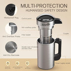 50oz Almond Milk Maker Machine (Built-in Filter) Make Plant Based Milk, Soup & Juice, 6-7 Cups Per Batch, 304 Stainless Steel, 5.3 lb, Automatic Cleaning, 8-IN-1 Nut Milk Maker for Soy & Oat (Silvery)