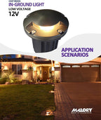 MALORY Low Voltage Landscape Well Lights,（5‘’H 12V Brass Top Cover Outdoor In Ground Lights,Landscape Lighting for Pathway, Driveway and Garden (One-Direction Turret, 1-Pack with Bulb)