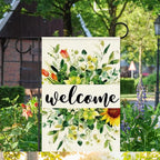 Welcome Flags for Outside,Spring Eucalyptus Garden Flag for Yard Patio Lawn Decoration,12x18 Inch Double Sided
