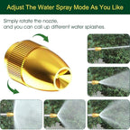 Upgrade Water Hose Nozzle Long Rod Garden Hose Nozzle Heavy Duty metal Brass sprayer 360° Rotaing spray gun for car wash, Plants and Lawn,Patio Gardening, Pets Shower Hose Nozzle + Quick Connector