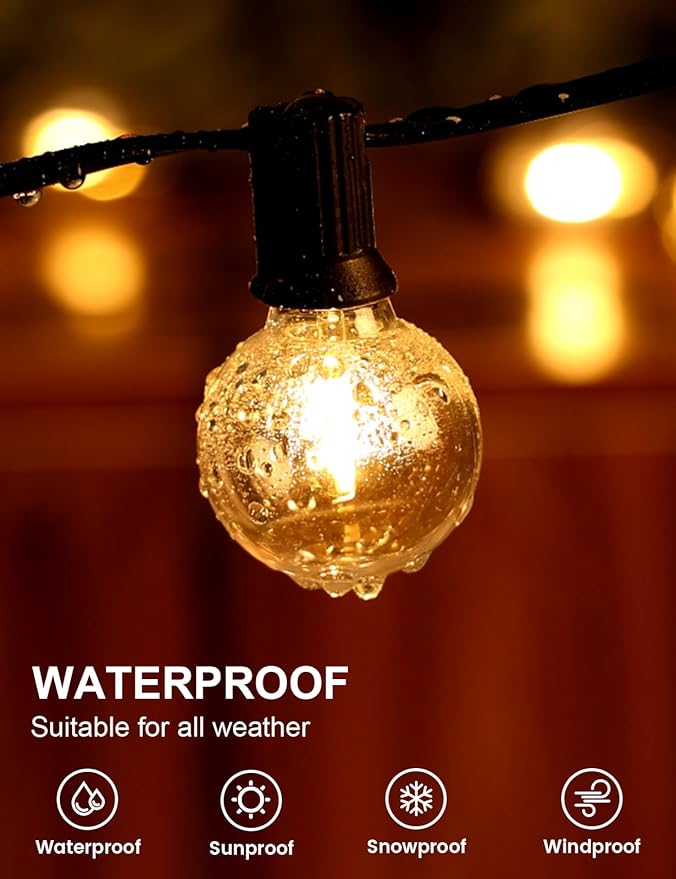 RTTY Outdoor String Lights 300 FT Globe LED Patio Lights with G40 Plastic Bulbs,Waterproof Shatterproof Dimmable Connectable Hanging for Backyard Porch Balcony Party Cafe Deck Decor