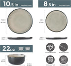 AmorArc Stoneware Dinnerware Sets,Round Reactive Glaze Plates and Bowls Set,Highly Chip and Crack Resistant | Dishwasher & Microwave Safe Dishes Set,Service for 4 (12pc)