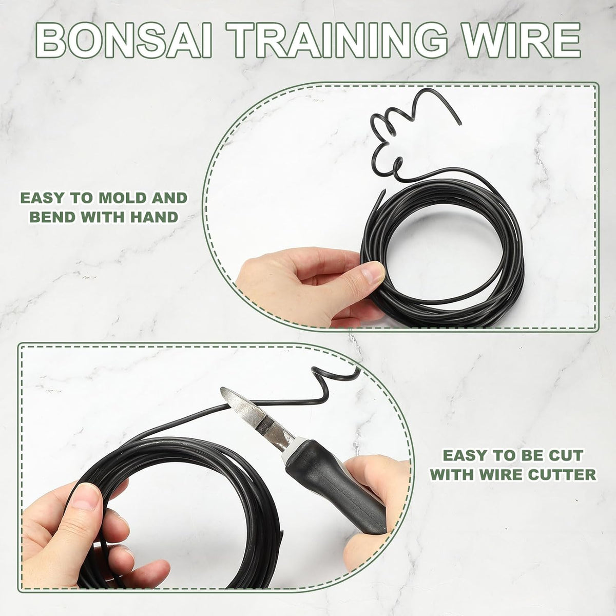 Bonsai Training Wire, 2mm x 16.4 ft Anodized Aluminum Floral Plant Training Wire Bendable Metal Stems Accessories for Gardening Branch Fixing Crafts (Black)