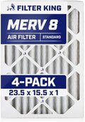 Filter King 23.5x15.5x1 Air Filter | 4-PACK | MERV 8 HVAC Pleated A/C Furnace Filters | MADE IN USA | Actual Size: 23.5 x 15.5 x .75"