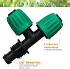 JAYEE 1/2 Inch Drip Irrigation Fittings, 12 Pcs Lock Barbed Tee for 1/2 In Vinyl Tubing, Drip Line Parts 3-Way Tees Irrigation Connectors for Drip Sprinkler Garden Lawn Watering Systems, Green