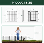 FXW Garden Fence Outdoor for The Yard – 24in(H) x 15.2ft(L) Heavy Duty Metal Animal Barrier for Dog and Rabbit, Decorative Dog Fence, 8 Panels, Black